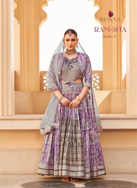 Grey Multi Colour Ram-Sita By Rewaa Designer Wedding Wear Gown With Dupatta Manufacturers RSW-11
